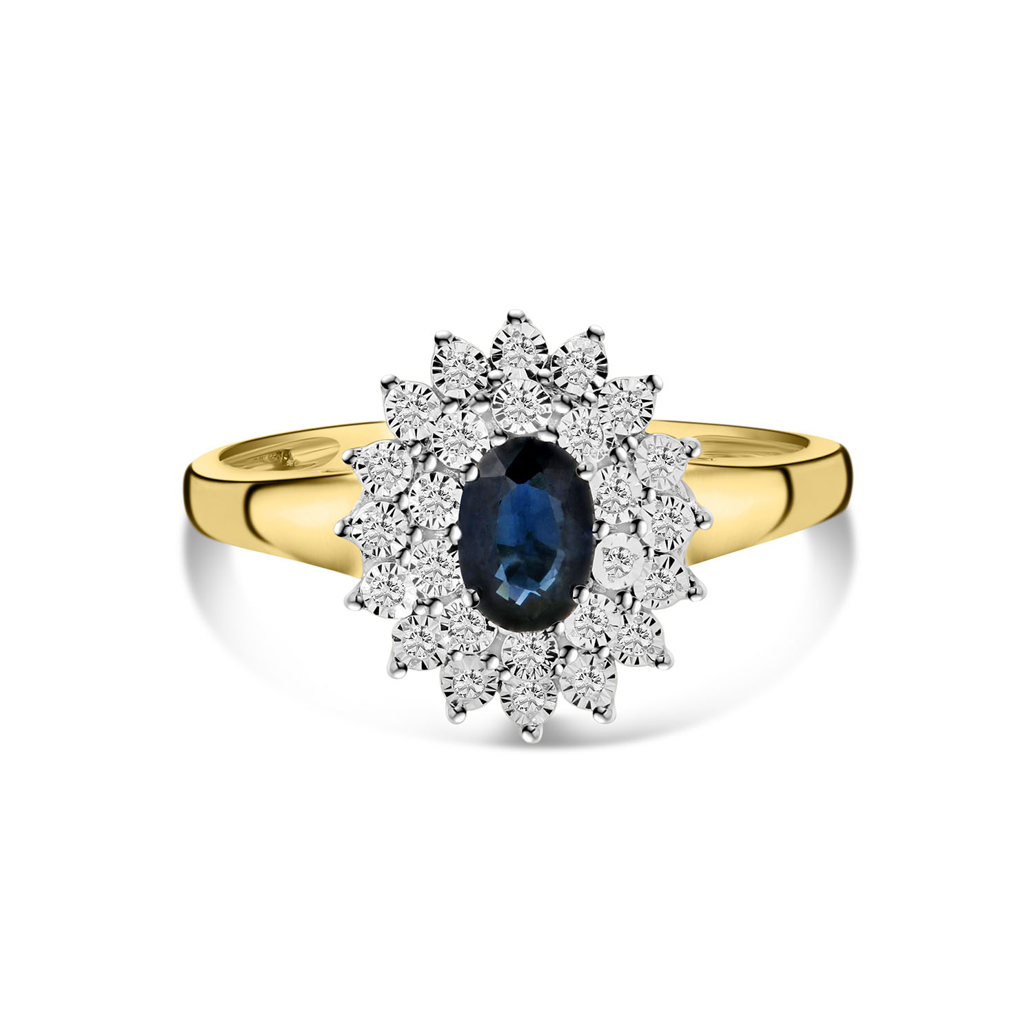 Geelgouden ring met saffier en diamanten R138-RG73438-SA-YW