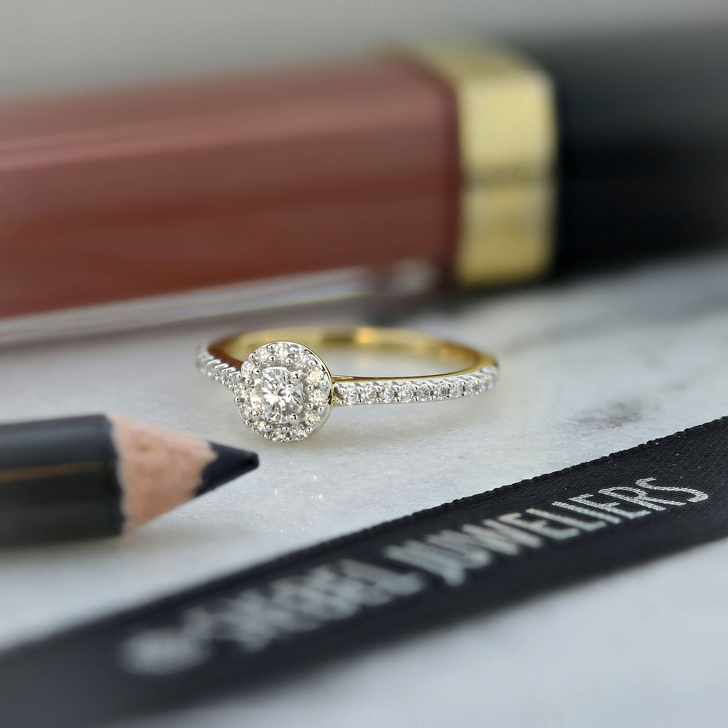 Geelgouden ring met lab grown diamant R404-R43606-LG-Y