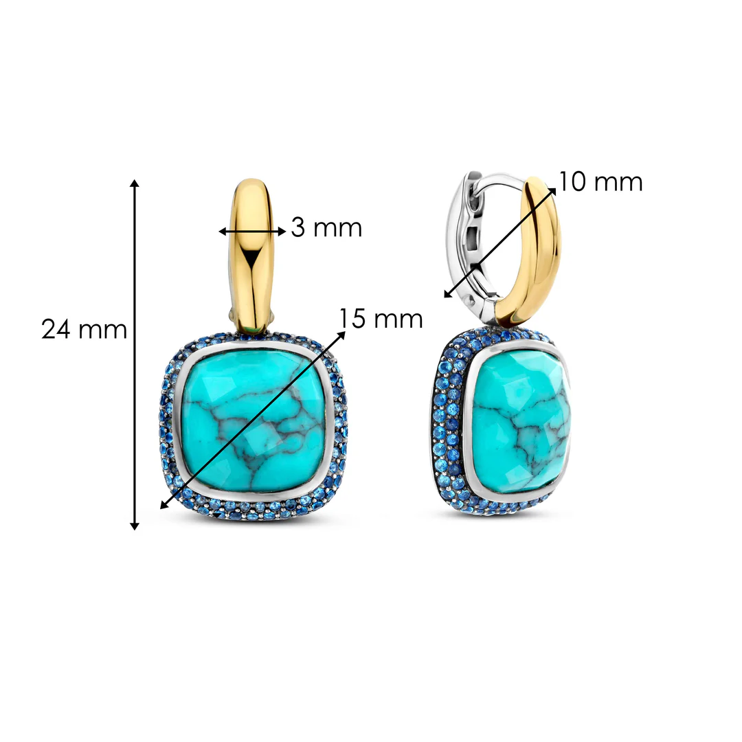 Oorhangers van gold plated sterling zilver met zirkonia en imitatie turquoise 7968TQ