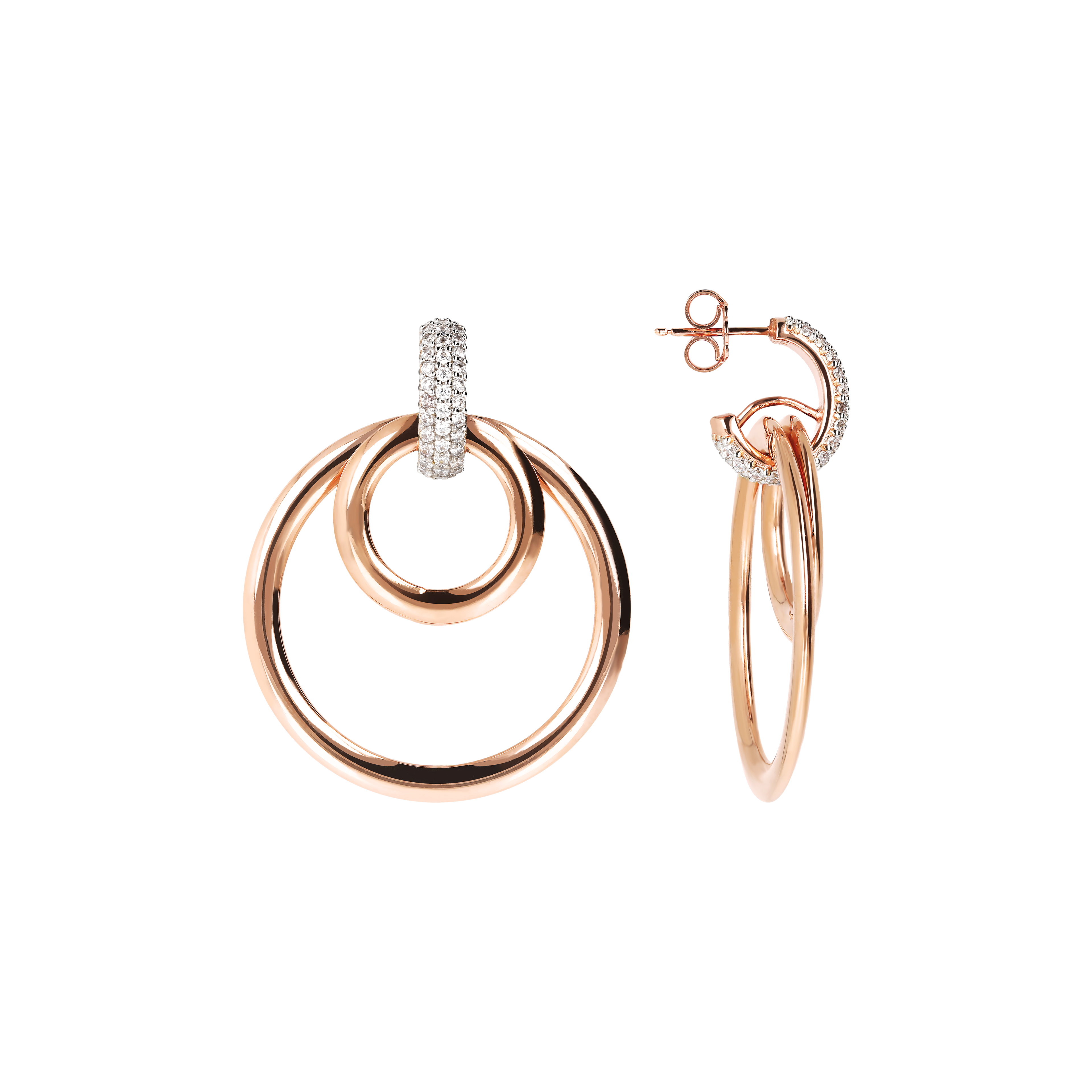 Bronzen gold-plated oorhangers met zirkonia WSBZ01676.W